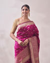 Mohey Women Rani Pink Zaree Weaved Saree image number 1