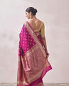 Mohey Women Rani Pink Zaree Weaved Saree image number 2