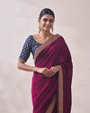 Mohey Women Deep Wine Patterned Saree