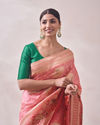 alt message - Mohey Women Light Pink Zari Weaved Saree image number 1