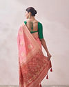 Mohey Women Light Pink Zari Weaved Saree