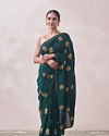 Mohey Women Bottle Green Patterned Saree image number 0