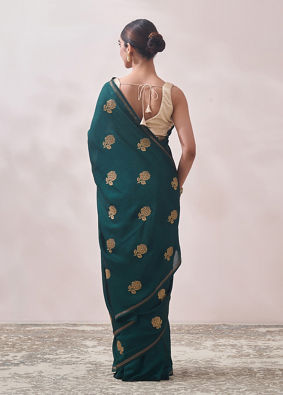 Mohey Women Bottle Green Patterned Saree image number 2