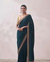 Teal Green Stone Border Saree image number 0