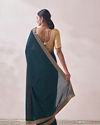 Mohey Women Teal Green Stone Border Saree