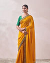 Mustard Yellow Saree with Contrast Border image number 3