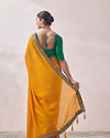 Mustard Yellow Saree with Contrast Border image number 2