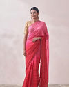 alt message - Mohey Women Pink Golden Striped Saree image number 0