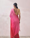 Pink Golden Striped Saree image number 2