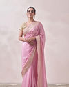 Aqua Pink Patterned Saree