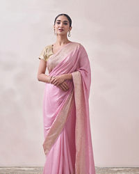 Mohey Women Aqua Pink Patterned Saree