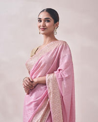 Mohey Women Aqua Pink Patterned Saree
