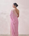 Mohey Women Aqua Pink Patterned Saree
