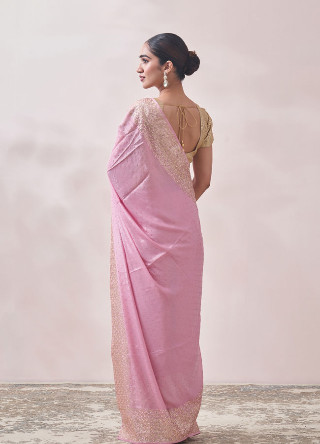 Mohey Women Aqua Pink Patterned Saree