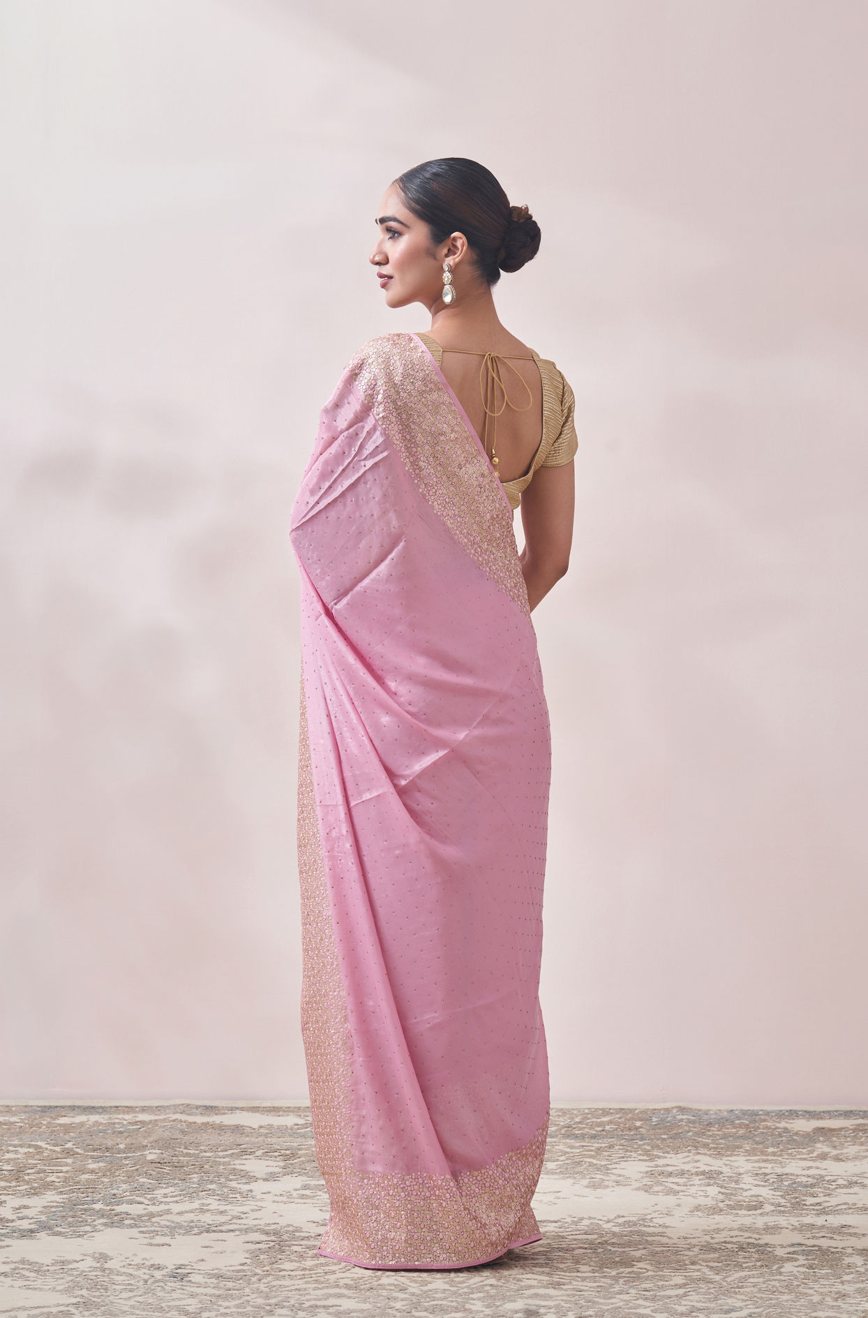 Mohey Women Aqua Pink Patterned Saree