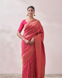 Mohey Women Rani Pink Patterned Saree