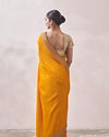 Mustard Yellow Patterned Saree image number 2