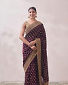 alt message - Mohey Women Wine Patterned Saree image number 0