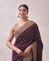 alt message - Mohey Women Wine Patterned Saree image number 1