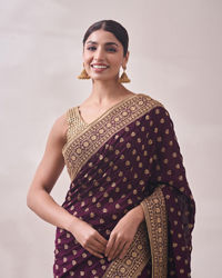 Mohey Women Wine Patterned Saree