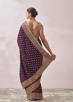 Wine Patterned Saree image number 2
