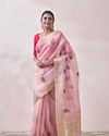 Mohey Women Light Pink Patterned Saree