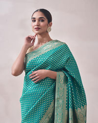 Mohey Women Rama Green Patterned Saree