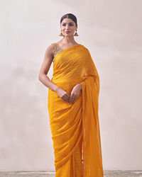 Mohey Women Mustard Yellow Patterned Saree