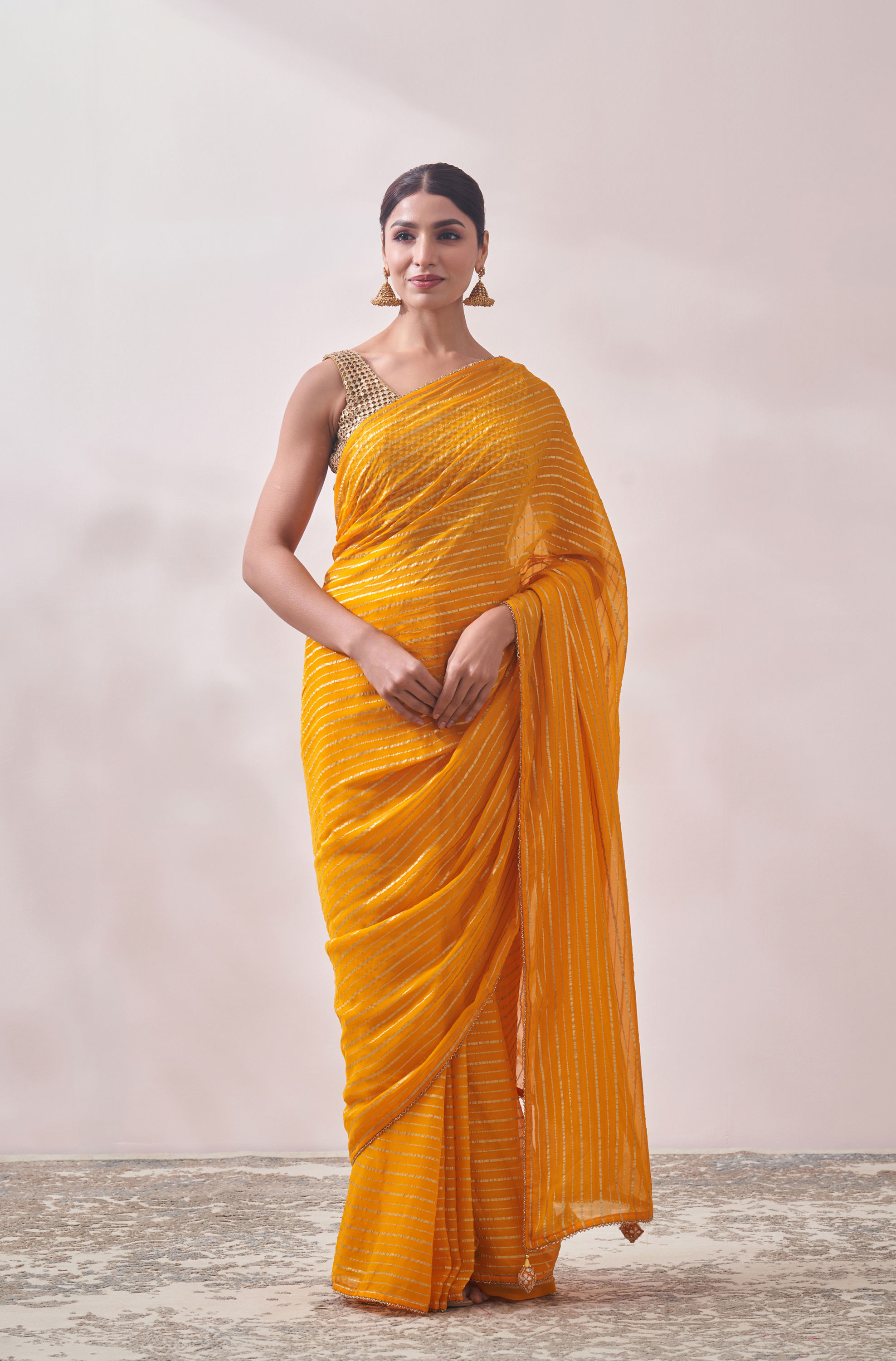 Mohey Women Mustard Yellow Patterned Saree