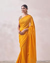 Mohey Women Mustard Yellow Patterned Saree image number 3