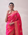 alt message - Mohey Women Rani Pink Patterned Saree image number 1