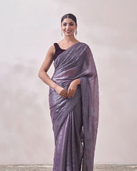 Mohey Women Lilac Stone Embellished Saree