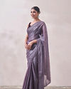 Lilac Stone Embellished Saree image number 3