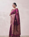 Mohey Women Plum Self Design Saree