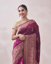 Mohey Women Plum Self Design Saree