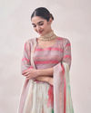 Floral Cream and Pink Patterned Lehenga image number 1