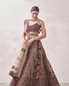 Mohey Women Fawn Paisley Patterned Bridal Lehenga
