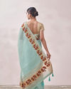 Mohey Women Light Blue Self Design Saree