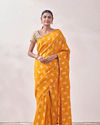 Mustard Yellow Self Design Saree image number 0