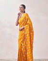 Mohey Women Mustard Self Design Saree