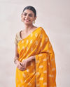 alt message - Mohey Women Mustard Self Design Saree image number 1