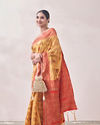 alt message - Mohey Women Sunset Yellow Zari Weaved Saree image number 3