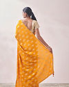 Mohey Women Mustard Self Design Saree