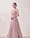 Mohey Women Fairy Tale Pink Triangular Patterned Bridal Lehenga