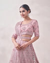 Mohey Women Fairy Tale Pink Triangular Patterned Bridal Lehenga