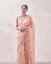 Mohey Women Coral Floral Embroidered Organza Saree image number 0