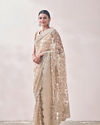 Light Beige Stone Embroidered Saree image number 3