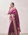 Mohey Women Berry Wine Patterned Saree