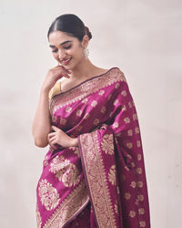 Mohey Women Berry Wine Patterned Saree