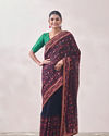 Dark Blue Floral Embroidered Saree